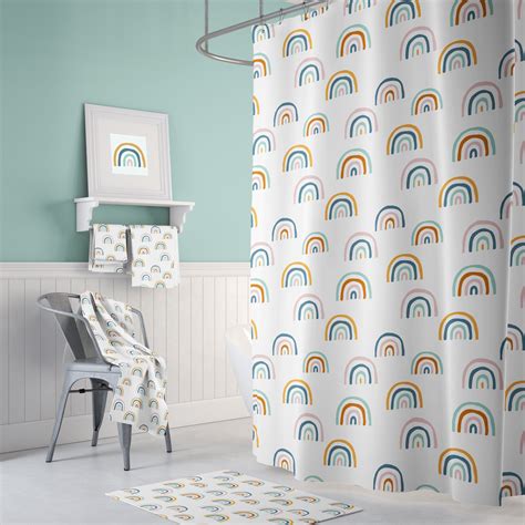 Rainbow Bathroom Decor Neutral Shower Curtains Rainbow Towels Kids