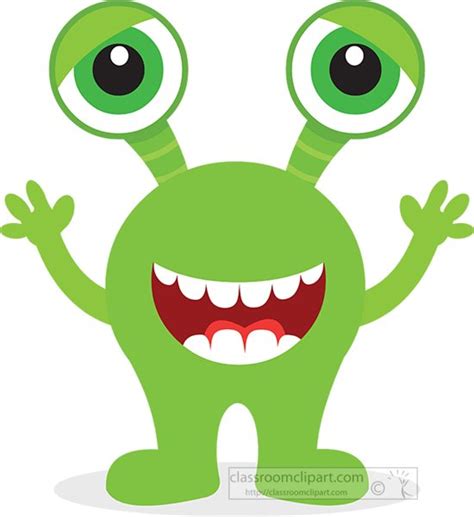 Fantasy Clipart Cute Two Eyed Green Monster Clipart 318 Classroom