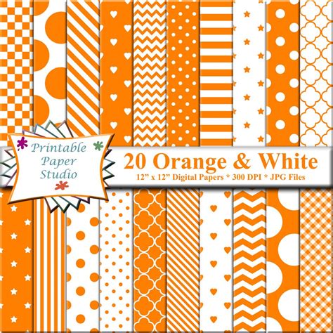 Orange Digital Paper Pack 12x12 Scrapbook Paper Orange Paper Etsy