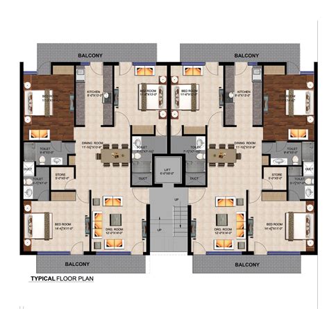 Residential Building Plan Duplex House Plans Model House Plan