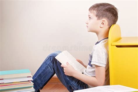Boy Reading Books At Home Stock Image Image Of Room 91123173
