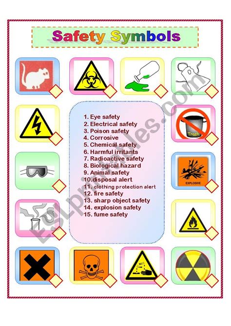 This worksheet is about thunderstorms. safety symbols - ESL worksheet by leien29