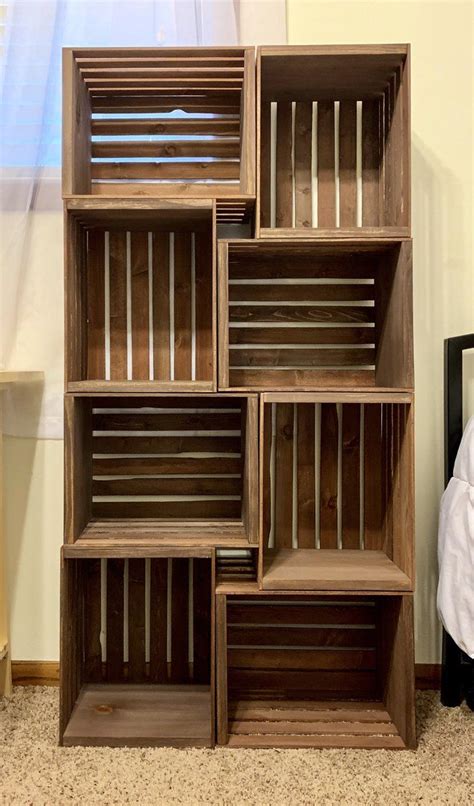 Farmhouse Style Wood Crate Bookshelf Wooden Crate Shelves Crate