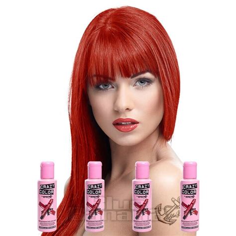 Crazy Color Semi Permanent Vermilion Red Hair Dye 4 Pack 100ml