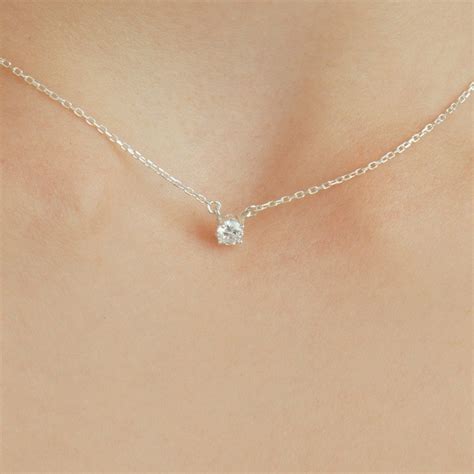 14k Gold Diamond Necklace Floating Diamond Solitaire Etsy