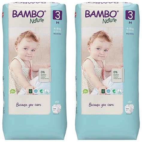 Bambo Nature Eco Friendly Diaper Size 3 4 8kg Value Pack 104 Diapers