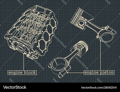 Engine Block Blueprints Royalty Free Vector Image