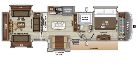 Search our database of thousands of plans. 2019 Pinnacle 38REFS Floorplan | Rv floor plans, Luxury ...