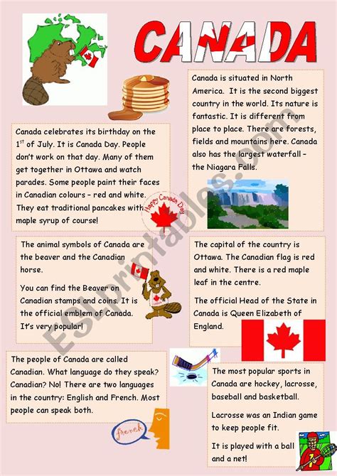 25 Interesting Facts About Canada Worksheet Rezfoods Resep Masakan