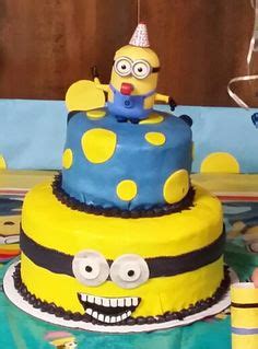Stacked 6 inch layers and used half ball pan leveled off a bit for the top. Two tier Minion Cake for a 2nd Birthday | Cakes by ZoZo. All cakes in this album have been made ...