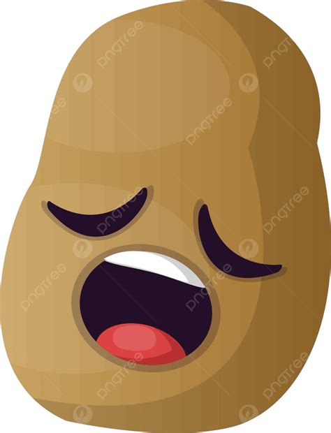 Illustration Of A Drowsy Small Potato In Vector Format Against A White
