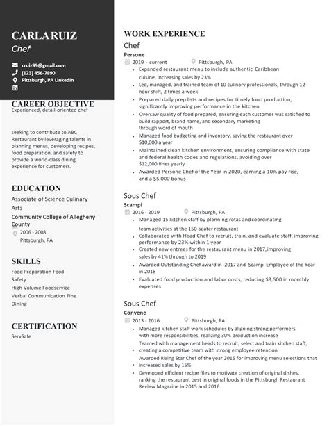 Download Free Chef Resume Docx Word Template On
