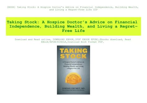 Ppt Book Taking Stock A Hospice Doctors Advice On Financial