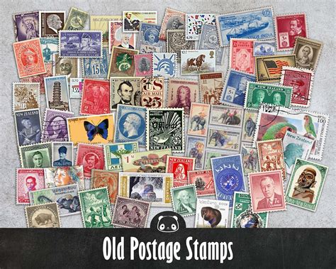 100 Old Postage Stamps Junk Journal Ephemera Digital Paper Etsy