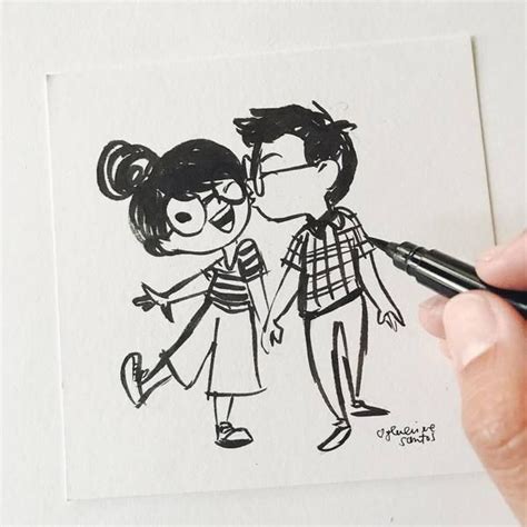 Kiss On The Cheek Inktober Original Art Dibujos Romanticos A Lapiz Dibujos Bonitos Dibujos