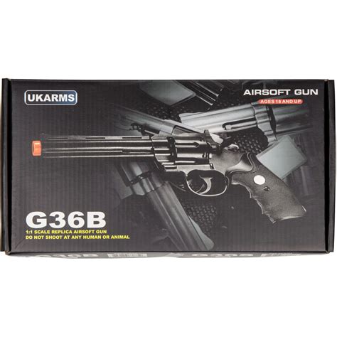 Uk Arms G36b Spring Powered Airsoft Revolver Black Airsoft Megastore