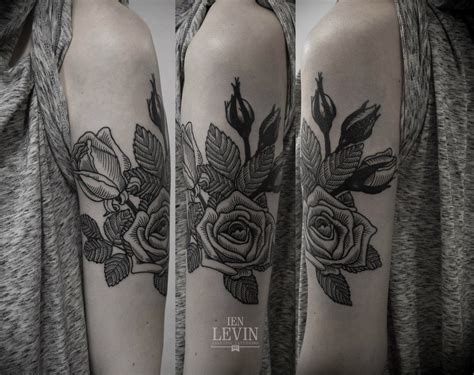 Etching Roses Dotwork Tattoo By Ien Levin Best Tattoo Ideas Gallery