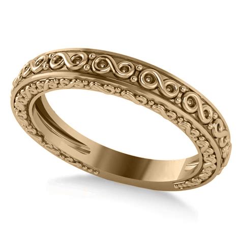 Infinity Design Etched Wedding Band 14k Yellow Gold Ad2104