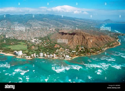 Diamond Head Aerial View Honolulu Oahu Hawaii Stock Photo Alamy