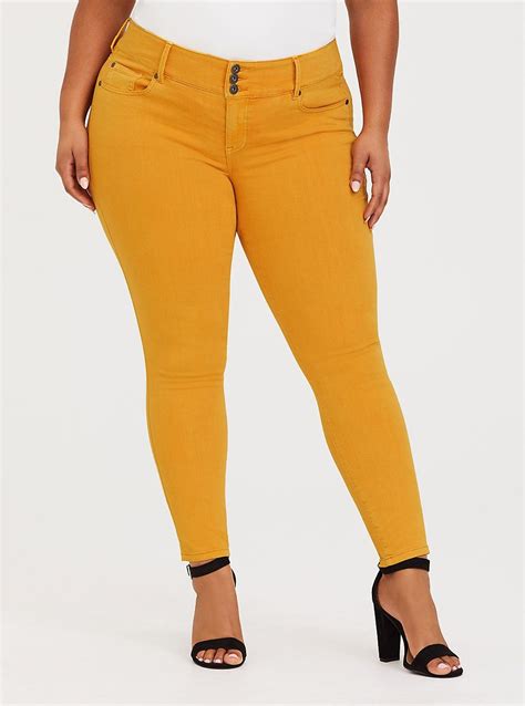 Jegging Super Stretch Mustard Yellow Plus Size Jeans Mustard