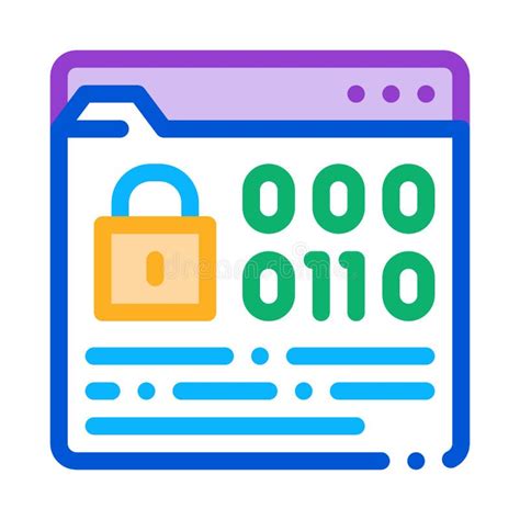 Binary Code Protection Icon Vector Outline Illustration Stock Vector
