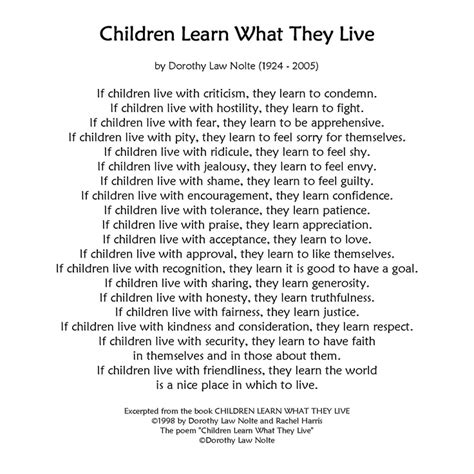 Children Learn What They Live This Poem Hung On My Wall As A Little