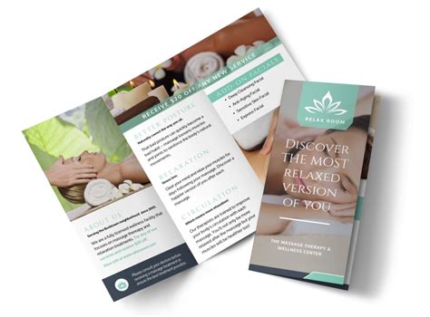 relax massage therapy tri fold brochure template