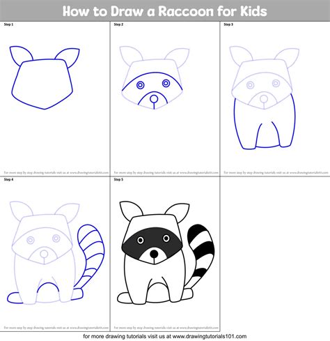 How To Draw A Raccoon For Kids Printable Step By Step Drawing Sheet