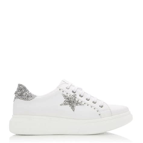 Aaliyah White Silver Leather Shoes From Moda In Pelle Uk