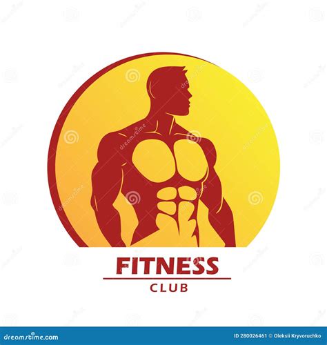 Fitness Gym Simple Logo Design Template With Exercising Athletic Man Torso Isolated On White