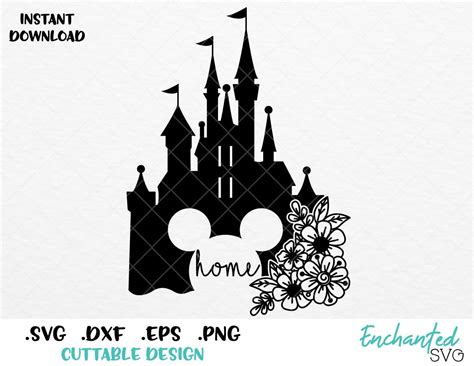 Mickey Ears Home Disney Floral Castle Inspired Svg Esp Dxf Png Form