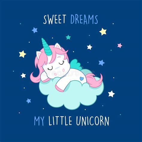 Sweet Dreams My Little Unicorn Nursery Print Stock Illustration
