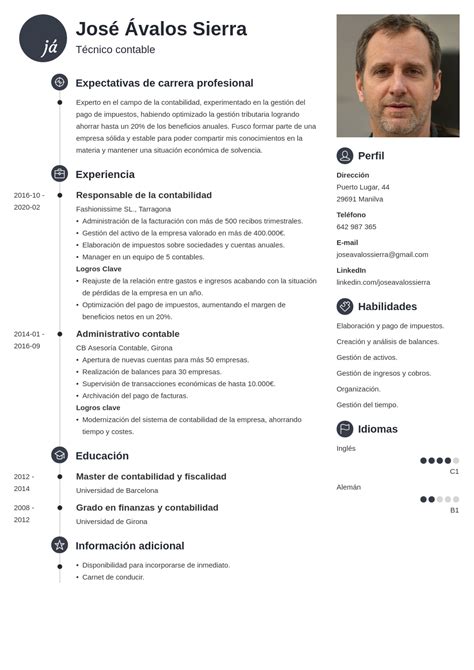 Curriculum Vitae De Contable Ejemplos Guía Y Plantillas