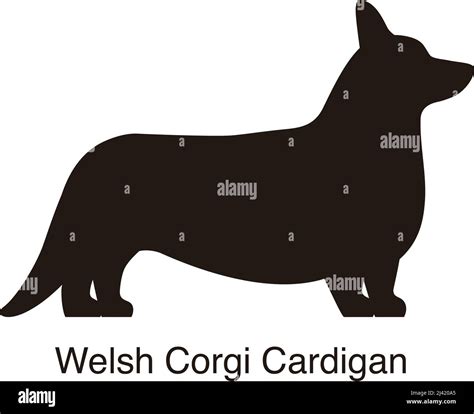 Welsh Corgi Cardigan Dog Silhouette Side View Vector Illustration
