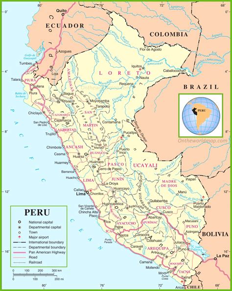 The peru map is filled with majestic andes, the amazon jungle, and coastal desert. Peru political map