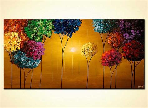 Painting For Sale Colorful Blooming Trees Textured Painting 6414