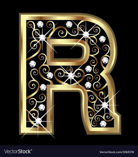 R Gold Letter With Swirly Ornaments Royalty Free Vector Aff Swirly