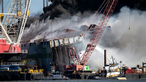 Damage Assessment Begins On Overturned Cargo Ship After Fire Nbc Boston