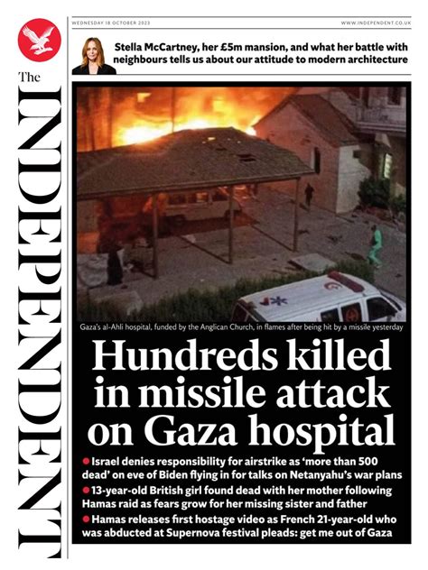 Independent Front Page 18th Of October 2023 Tomorrow S Papers Today