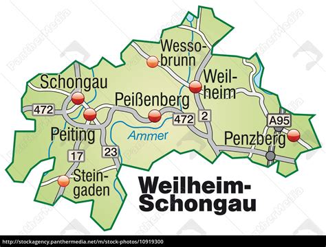 Karte Von Weilheim Schongau Mit Verkehrsnetz In Lizenzfreies Foto