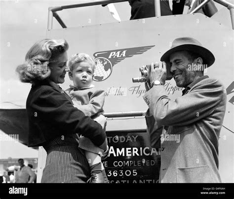 American Actor Humphrey Bogart Films His Wife Lauren Bacall And Their Son Stephen At London