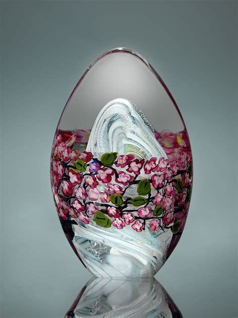 Cherry Blossom Egg By Shawn Messenger Art Glass Paperweight Artful Home Glass Paperweights
