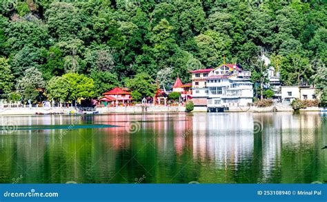 View Of Nainital Lake Naina Devi Temple And Mountains Are In The