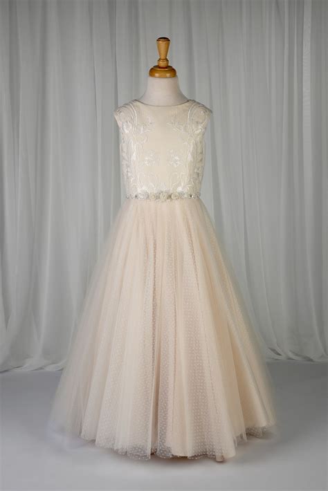 This Beautiful Chiffon Flower Girl Dress Has Tulle Overlay With