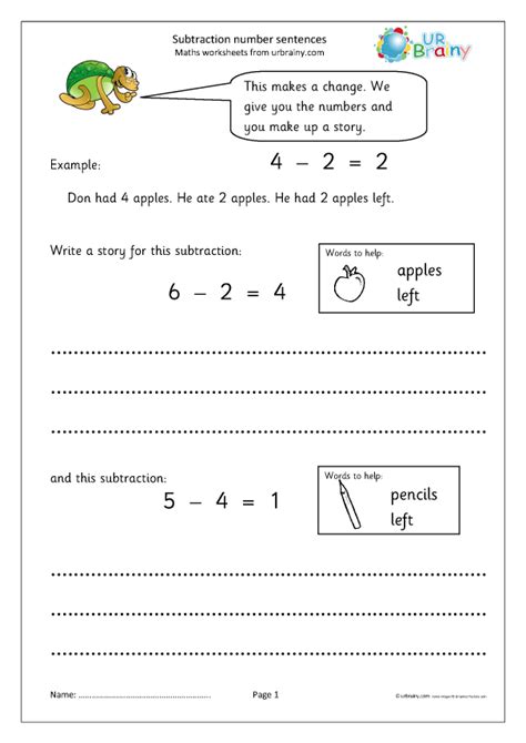 Subtraction Number Stories Subtraction In Year 1 Age 5 6 By
