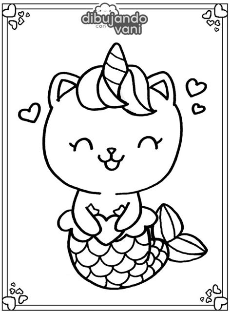 Dibujo De Gato Sirena Unicornio Kawaii Para Imprimir Dibujando Con Vani