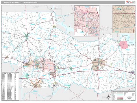 Longview Marshall Tx Metro Area Wall Map Premium Style By Marketmaps