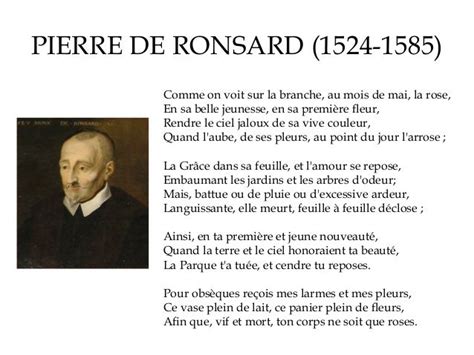 Pierre De Ronsard Poeme Francais Poeme Litterature