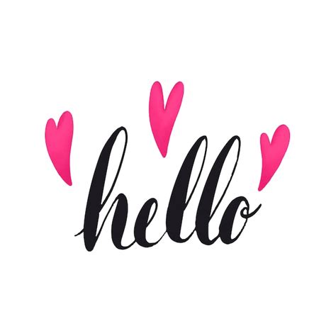 The word hello typography decorated with hearts vector | Free Vector