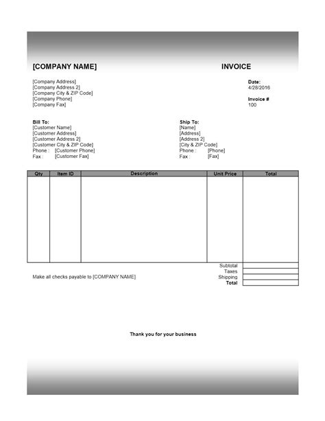 Open Office Invoice Template —